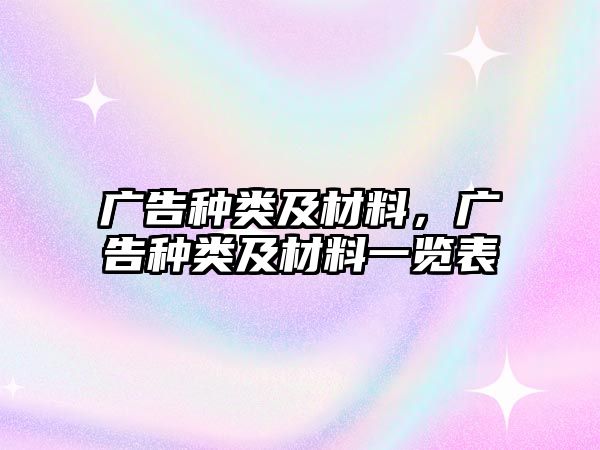 廣告種類(lèi)及材料，廣告種類(lèi)及材料一覽表