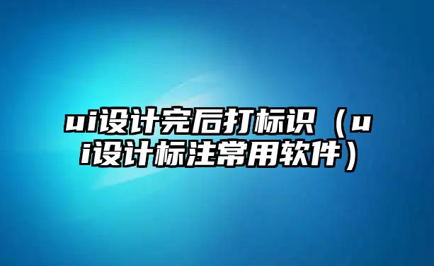 ui設計完后打標識（ui設計標注常用軟件）