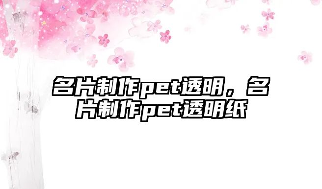 名片制作pet透明，名片制作pet透明紙