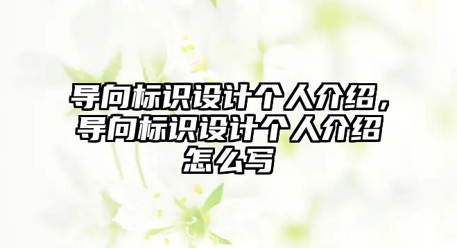 導向標識設(shè)計個人介紹，導向標識設(shè)計個人介紹怎么寫