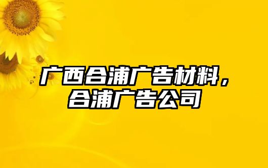 廣西合浦廣告材料，合浦廣告公司