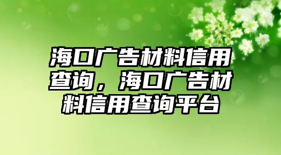 海口廣告材料信用查詢，?？趶V告材料信用查詢平臺