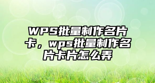 WPS批量制作名片卡，wps批量制作名片卡片怎么弄