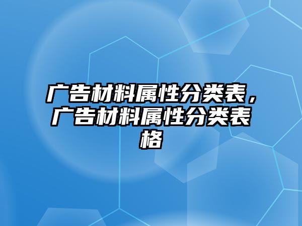 廣告材料屬性分類表，廣告材料屬性分類表格