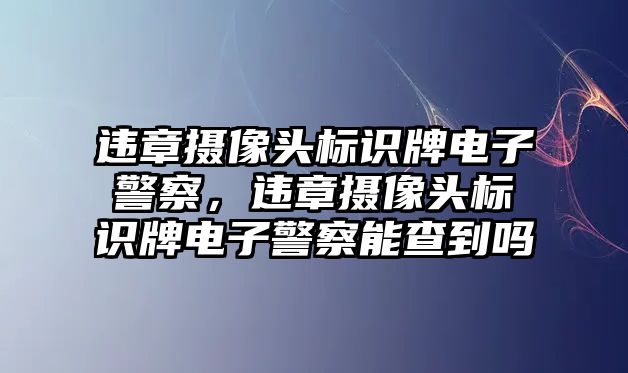 違章攝像頭標識牌電子警察，違章攝像頭標識牌電子警察能查到嗎