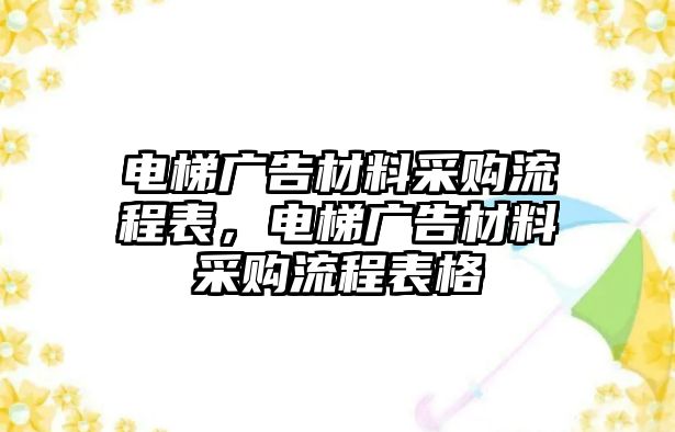 電梯廣告材料采購流程表，電梯廣告材料采購流程表格